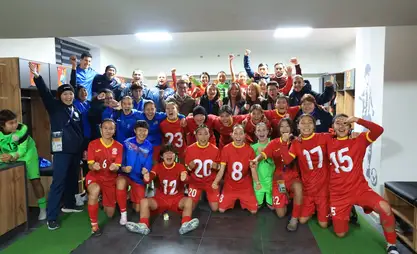 فازت المنتخب النسائي في الجمهورية القرغيزية لكرة القدم على أوزبكستان في مباراة تصفيات كأس آسيا